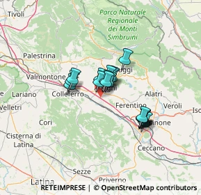 Mappa Com. le Osteria della Fontana Villa Magna Gorga, 03012 Anagni FR, Italia (9.55368)