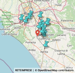 Mappa Via delle Strelitzie, 00134 Santa Palomba RM, Italia (10.38867)