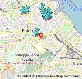 Mappa Piazza delle Cliniche, 90127 Palermo PA, Italia (1.09583)