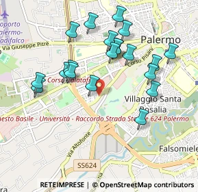 Mappa Via Palmerino, 90128 Palermo PA, Italia (1.07)