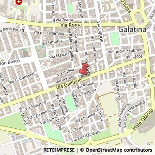 Mappa Via Gallipoli,  139, 73013 Galatina, Lecce (Puglia)