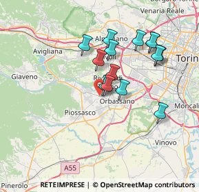 Mappa Via Giaveno, 10140 Rivalta di Torino TO, Italia (6.36643)