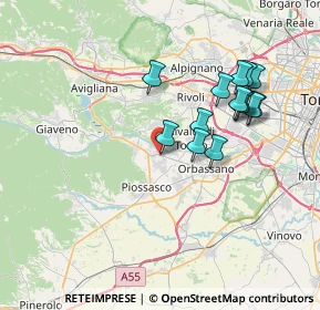 Mappa Via Orbassano, 10090 Bruino TO, Italia (6.89643)