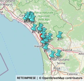 Mappa Via dei Carpentieri, 55041 Viareggio LU, Italia (10.96333)