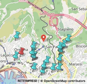 Mappa Via Cima di S. Pantaleo, 16137 Genova GE, Italia (1.1385)