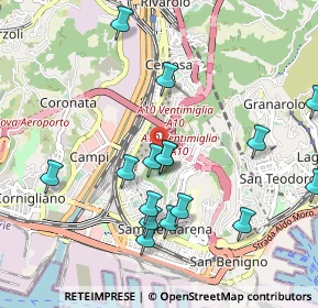 Mappa Via Antonio Pellegrini, 16167 Genova GE, Italia (1.06625)