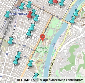 Mappa Fermata 629 - VALENTINO, 10125 Torino TO, Italia (0.7455)