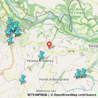 Mappa Strada del Po, 15040 Pecetto di valenza AL, Italia (3.47357)