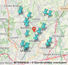 Mappa Via Molino Sesto Giovane, 20852 Villasanta MB, Italia (3.74333)