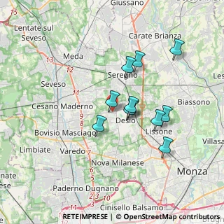 Mappa Via per Cesano Maderno, 20033 Desio MB, Italia (2.86818)