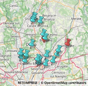 Mappa Via dei Gelsi, 20853 Biassono MB, Italia (7.332)