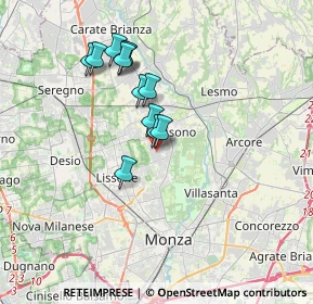 Mappa Via dei Gelsi, 20853 Biassono MB, Italia (2.96667)