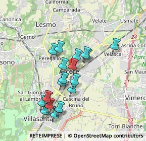 Mappa Via Isonzo, 20862 Arcore MB, Italia (1.6805)