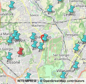 Mappa Via Cesana e Villa, 20853 Biassono MB, Italia (2.8865)