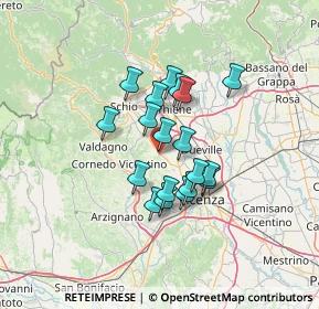 Mappa 36033 Vicenza VI, Italia (9.86158)