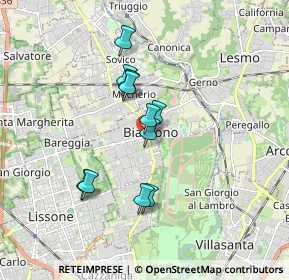 Mappa Via Vittorio Veneto, 20853 Biassono MB, Italia (1.38818)