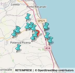 Mappa Via del Conero, 62018 Potenza Picena MC, Italia (2.97143)