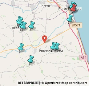 Mappa Via Strada Regina, 62018 Potenza Picena MC, Italia (5.22214)