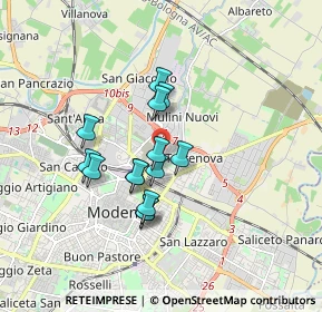 Mappa Via Giuseppe Toniolo, 41122 Modena MO, Italia (1.34214)