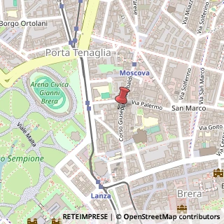 Mappa Corso Garibaldi Giuseppe Milano, 71, 20121 Milano, Milano (Lombardia)