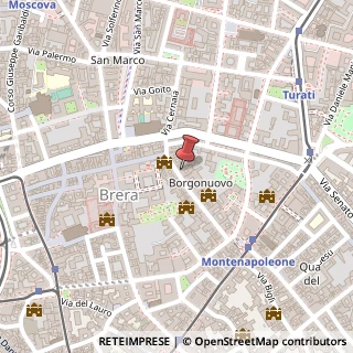 Mappa Via Borgonuovo, 20, 20121 Milano, Milano (Lombardia)