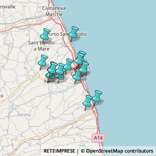 Mappa A14 - Autostrada Adriatica, 63822 Porto San Giorgio FM, Italia (5.60813)