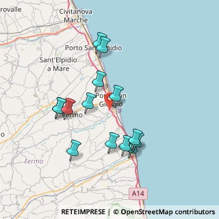 Mappa A14 - Autostrada Adriatica, 63822 Porto San Giorgio FM, Italia (7.25429)