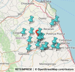 Mappa Via dell'Artigianato, 62010 Montecassiano MC, Italia (11.81333)