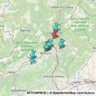 Mappa Via Fontanelle, 32100 Belluno BL, Italia (7.62909)