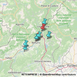Mappa Via Mariano Tonegutti, 32100 Belluno BL, Italia (7.64364)