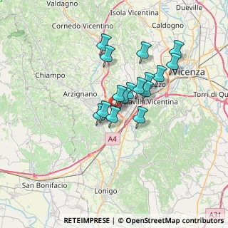 Mappa Via Giovanni Alfonso Borelli, 36075 Montecchio Maggiore VI, Italia (5.2275)