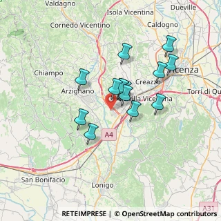 Mappa Via Giovanni Alfonso Borelli, 36075 Montecchio Maggiore VI, Italia (5.40857)