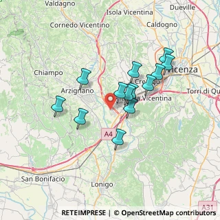 Mappa Via Giovanni Alfonso Borelli, 36075 Montecchio Maggiore VI, Italia (5.81385)
