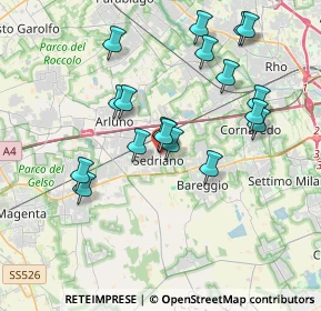 Mappa Via Turati, 20018 Sedriano MI, Italia (3.61889)