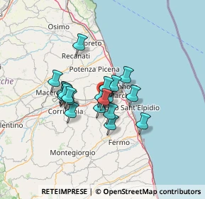 Mappa Via Cluana, 62010 Montecosaro MC, Italia (9.6565)