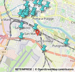 Mappa Via Giuseppe Mazzoni, 56121 Pisa PI, Italia (1.22)