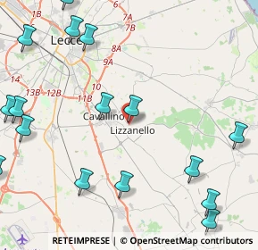 Mappa Via Galileo Galilei, 73023 Lizzanello LE, Italia (6.46688)