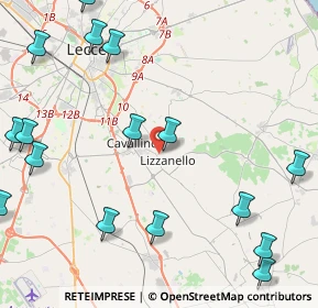 Mappa Via Bellini, 73023 Lizzanello LE, Italia (6.39375)