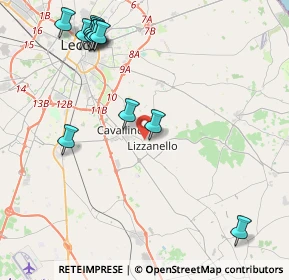 Mappa Via Bellini, 73023 Lizzanello LE, Italia (5.43833)