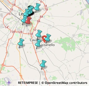 Mappa Via Bellini, 73023 Lizzanello LE, Italia (5.0625)