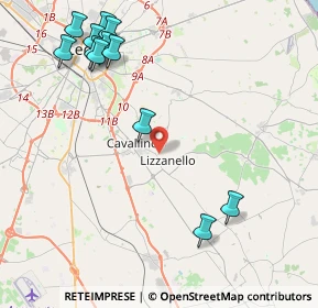 Mappa Via Bellini, 73023 Lizzanello LE, Italia (5.61667)