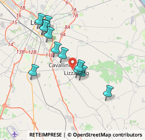 Mappa Via Bellini, 73023 Lizzanello LE, Italia (3.725)