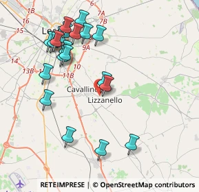 Mappa Via Bellini, 73023 Lizzanello LE, Italia (4.599)