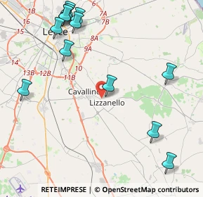 Mappa Via Bellini, 73023 Lizzanello LE, Italia (5.85385)