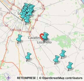 Mappa Via Bellini, 73023 Lizzanello LE, Italia (5.305)