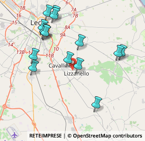 Mappa Via Bellini, 73023 Lizzanello LE, Italia (4.574)