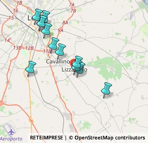 Mappa Via Nazario Sauro, 73023 Lizzanello LE, Italia (3.925)