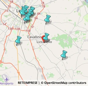 Mappa Via Nazario Sauro, 73023 Lizzanello LE, Italia (5.025)