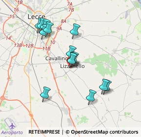 Mappa Via Don Vito Mingiano, 73023 Lizzanello LE, Italia (3.63929)