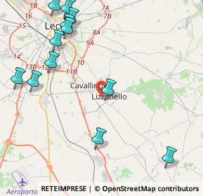 Mappa Via C. M. Ferrente, 73023 Lizzanello LE, Italia (5.78667)